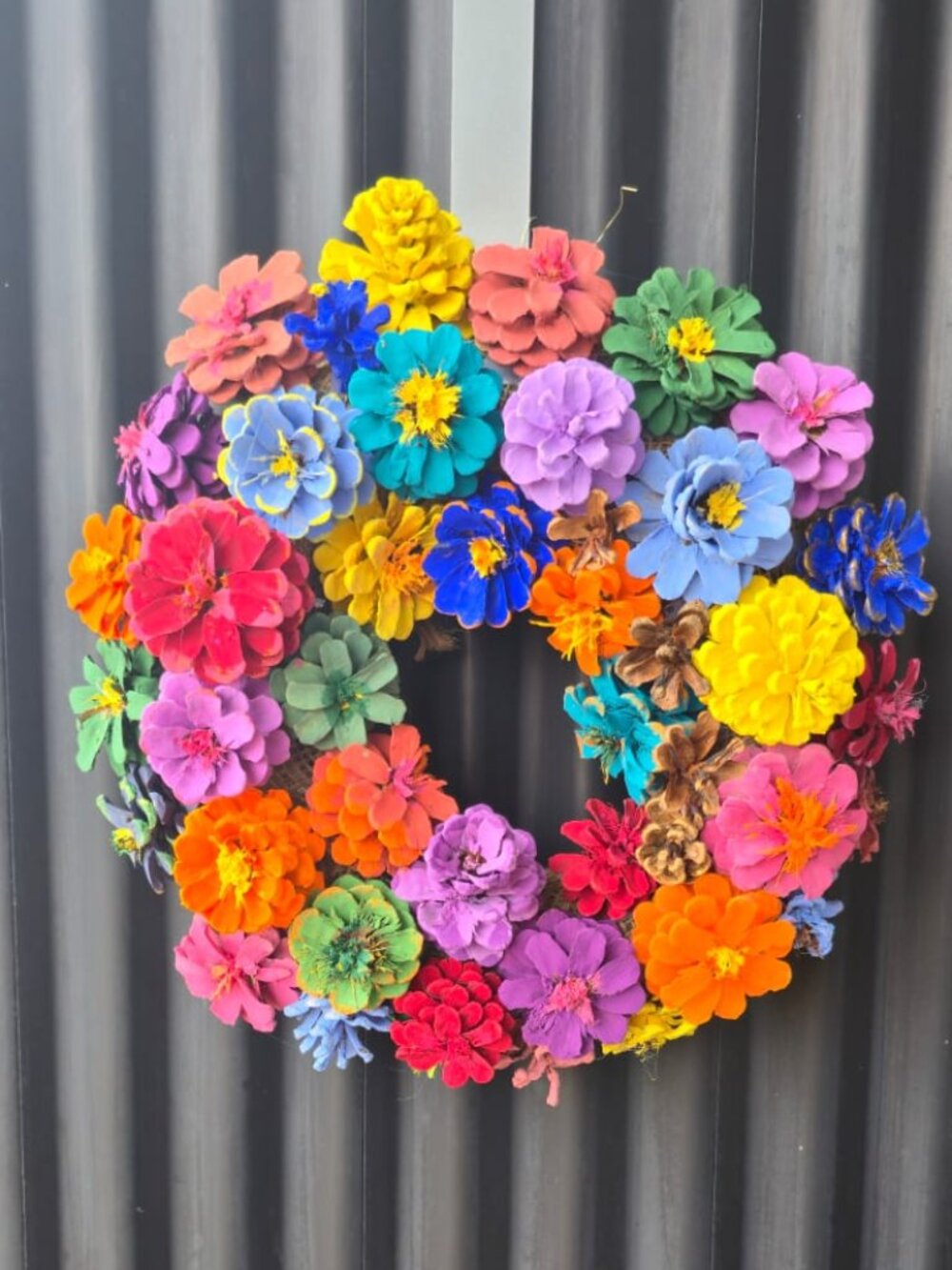 Fall Pinecone Flower Wreath - Full Bloom